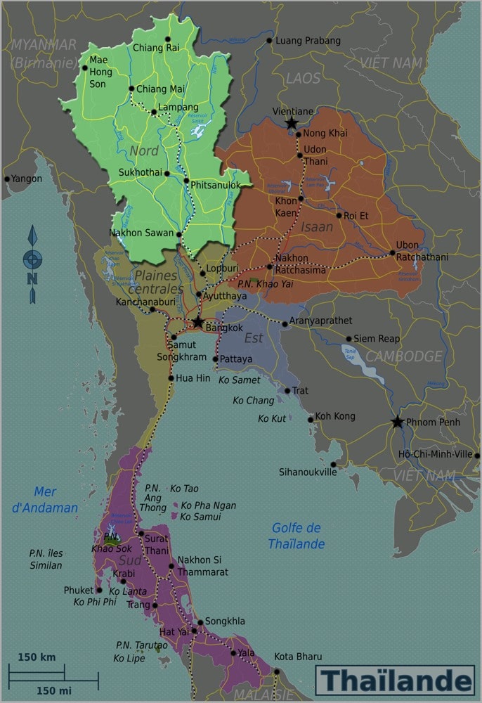 nord Thailande carte régions