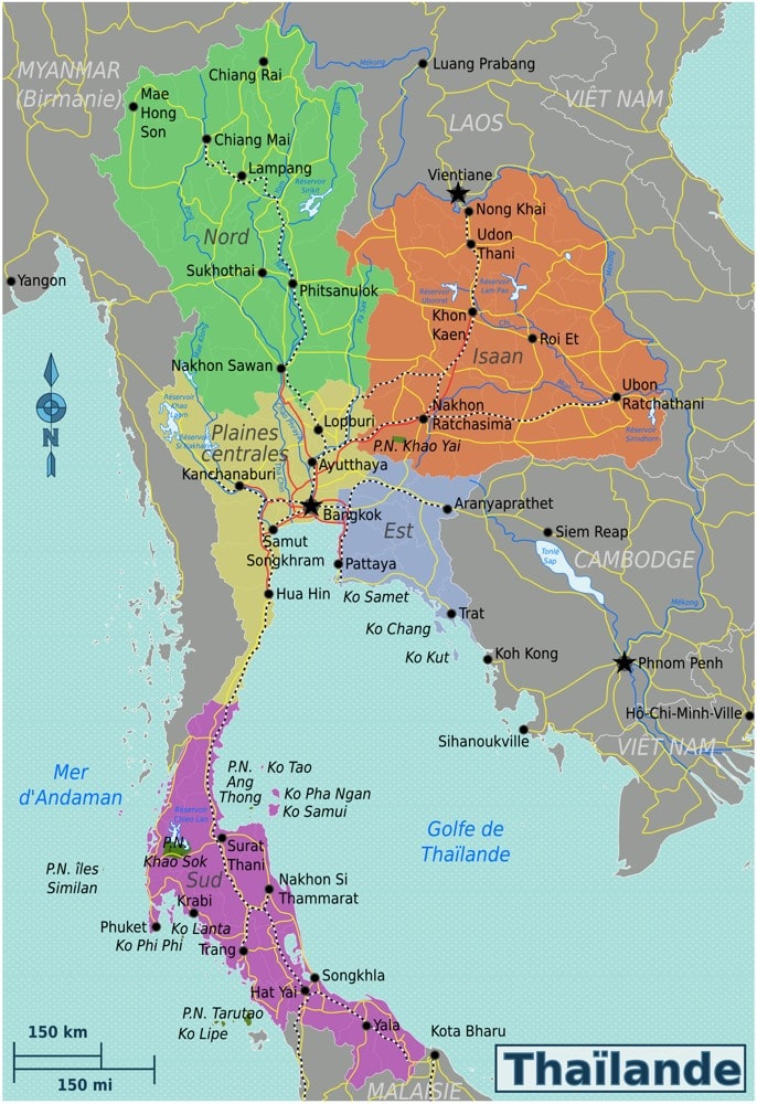 Thailande carte des régions