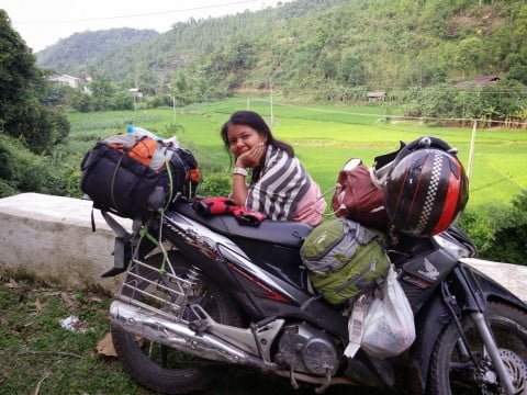 Pause photo avec moto nord vietnam