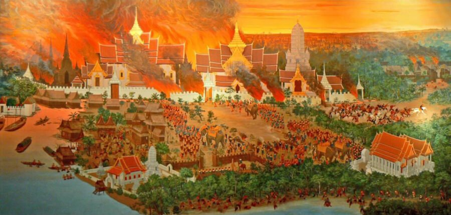 tableau représentant destruction ayutthaya 1767