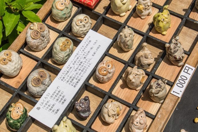petits hiboux marché artisanal du temple de chion-ji