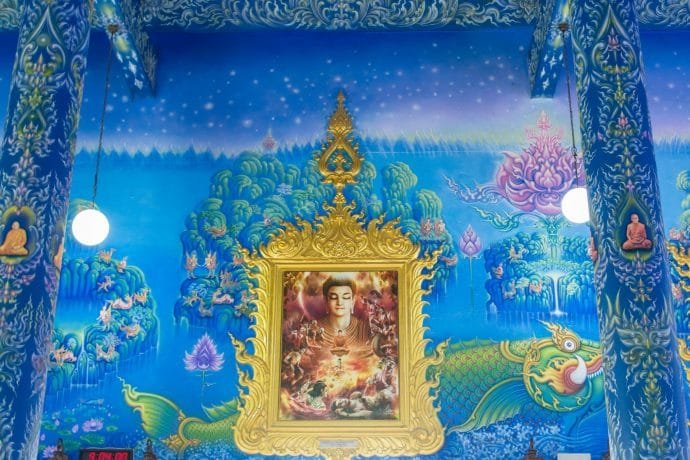 peinture interieur wat rong suea ten - temple bleu - chiang rai