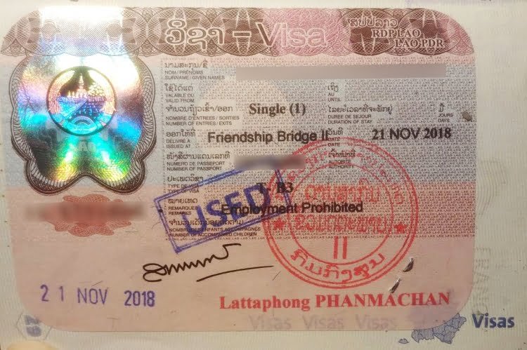 visa laos pdr tampon passeport